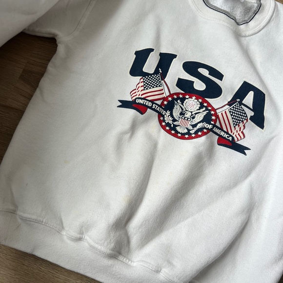 ✖️SOLD✖️Vintage Jerzees White American USA Graphic Crew Neck Sweatshirt - Picture 3 of 5